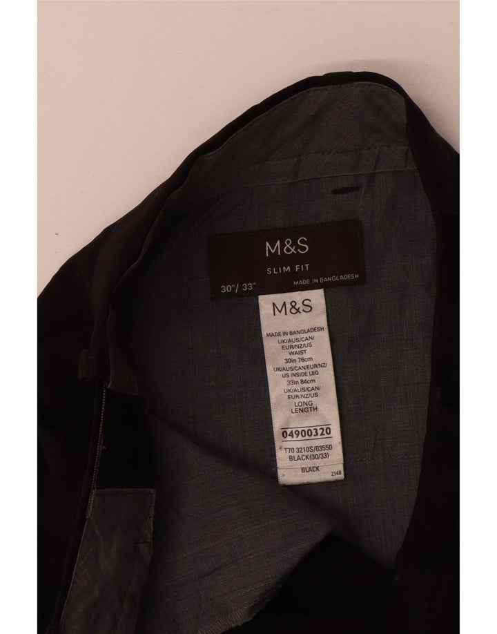 Marks & Spencer Damen Slim Fit Anzughose W30 L33 Schwarz Polyester