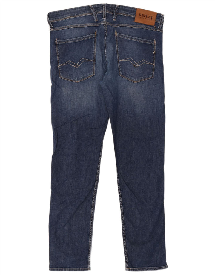 Replay Herren Slim Jeans W36 L32 Blaue Baumwolle