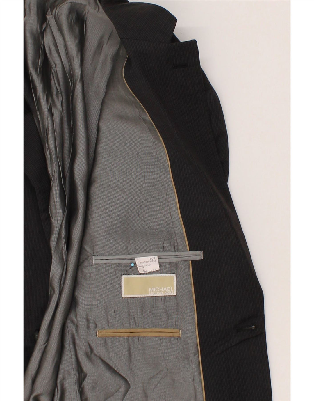 MICHAEL KORS Mens 2 Button Blazer Jacket UK 40 Large Black Pinstripe Wool Vintage Michael Kors and Second-Hand Michael Kors from Messina Hembry 