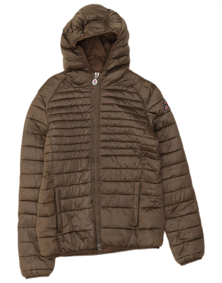 Invicta Wattierte Damenjacke mit Kapuze, UK 14, Größe L, Khaki, Polyamid
