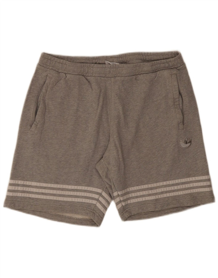Adidas Herren Sport Shorts Große grau gestreifte Baumwolle