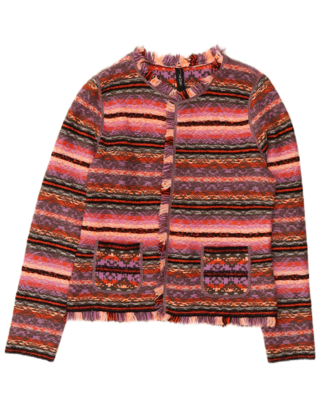 Marccain Damen-Cardigan-Pullover US 2 XS rosa geometrische Wolle
