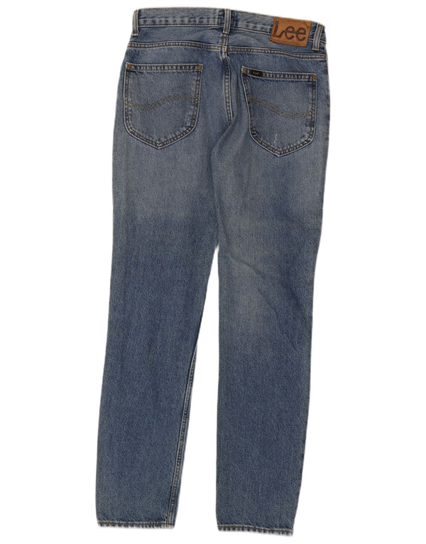Lee Damen Rider Distressed Slim Jeans W30 L32 Blaue Baumwolle
