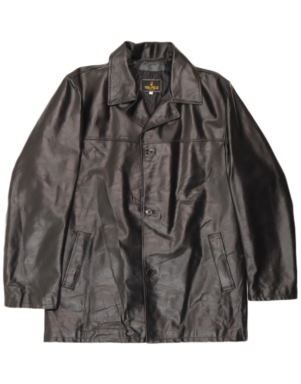 Vintage Herren Lederjacke IT 52 XL Schwarzes Leder