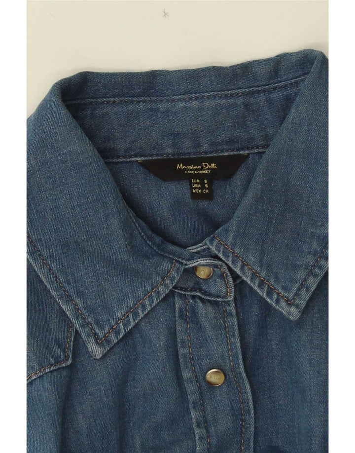Massimo Dutti Damen Jeanshemd UK 10 Small Blau