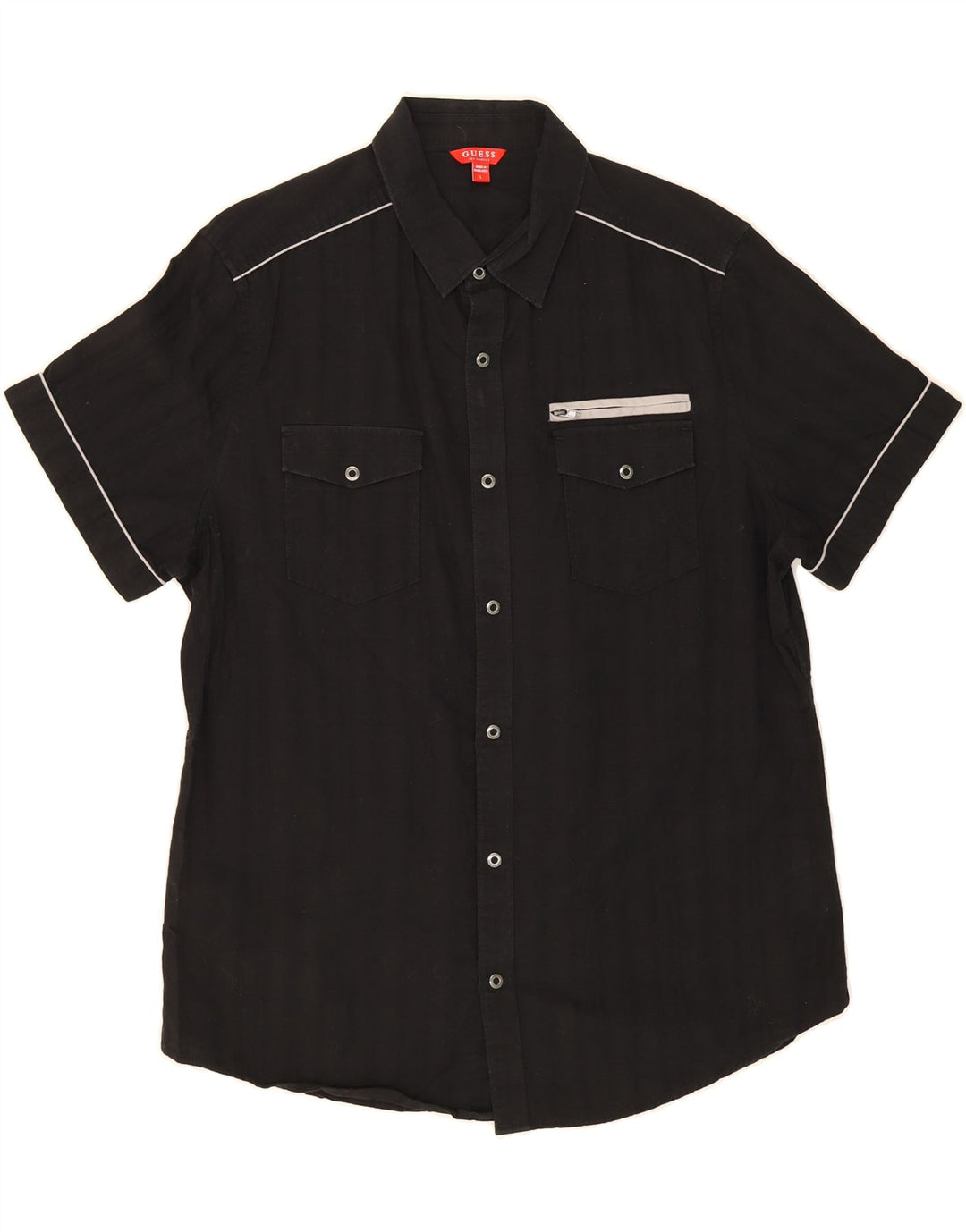 GUESS Mens Short Sleeve Shirt Large Black Check Cotton Vintage Guess and Second-Hand Guess from Messina Hembry 