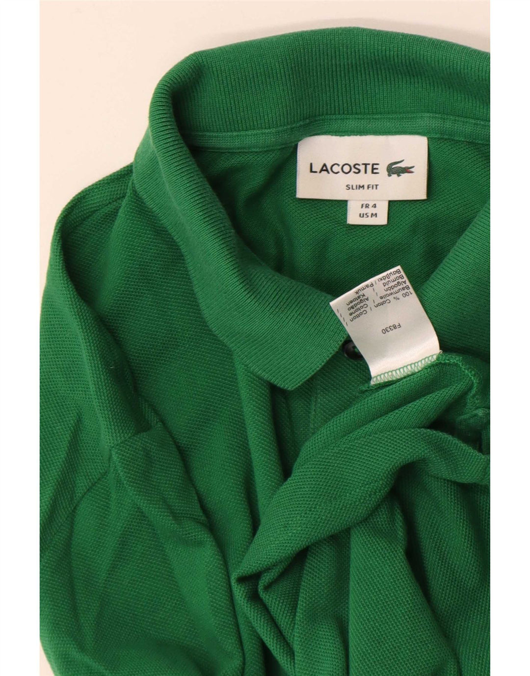 Lacoste Herren-Poloshirt mit schmaler Passform, Größe 4, mittelgrüne Baumwolle