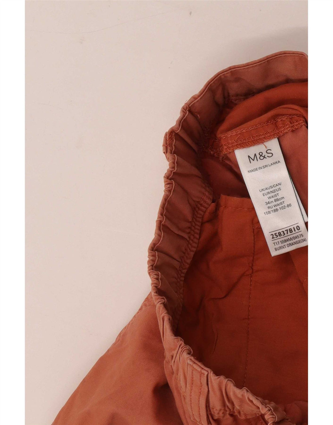 Marks & Spencer Herren Chinoshorts W34 Large Orange Baumwolle