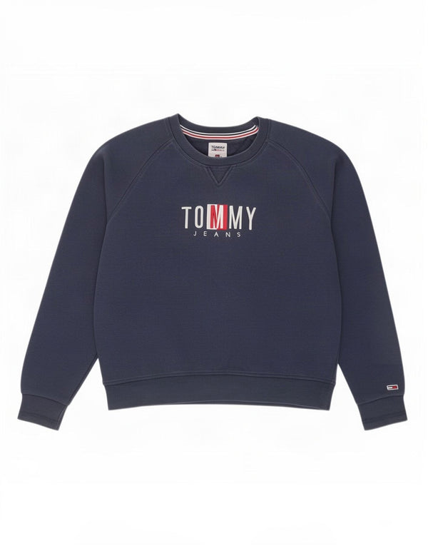 Tommy Hilfiger Damen Grafik-Sweatshirt-Pullover UK 16 Large Marineblau