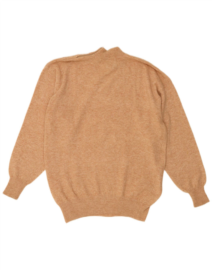 Vintage Damen Rollkragenpullover Pullover UK 16 Große braune Lammwolle