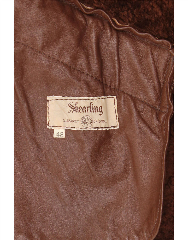Vintage Herren Loose Fit Shearling Jacke IT 48 Mittelbrauner Shearling