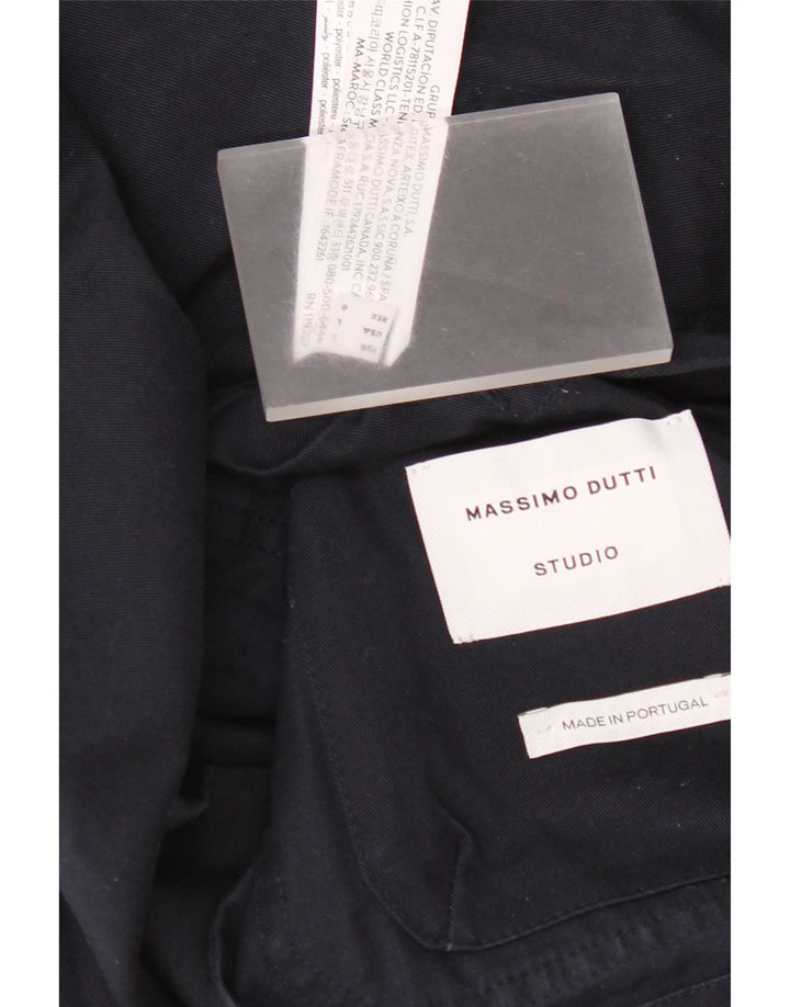 Massimo Dutti Herren-Utility-Jacke UK 40 Große marineblaue Baumwolle