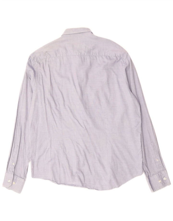 FRED PERRY Herren Slim Fit Hemd 2XL Blaue Baumwolle