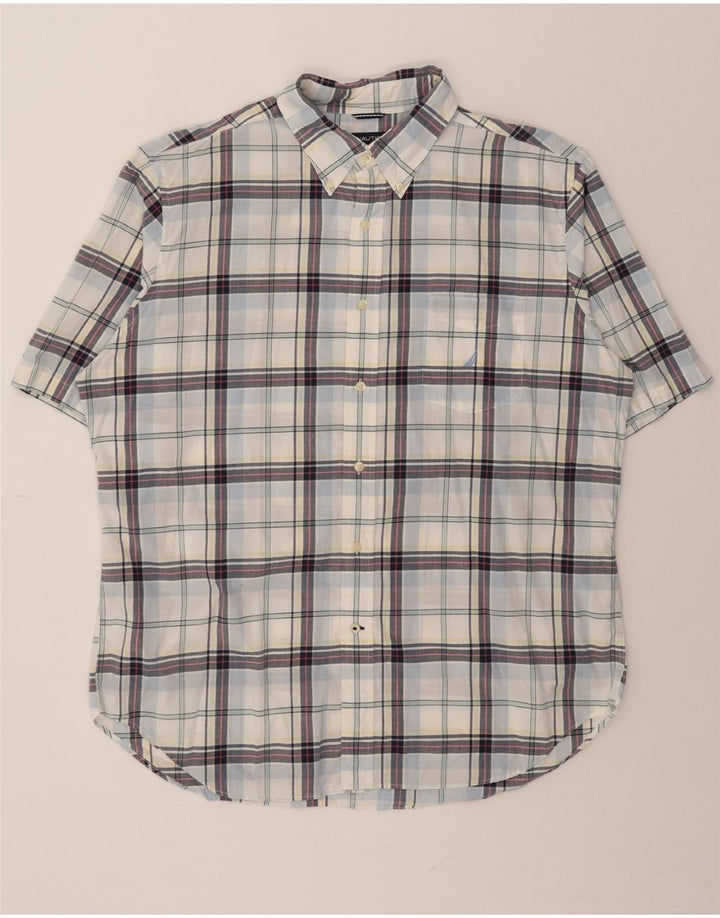 NAUTICA Mens Short Sleeve Shirt XL Blue Check Cotton Vintage Nautica and Second-Hand Nautica from Messina Hembry 