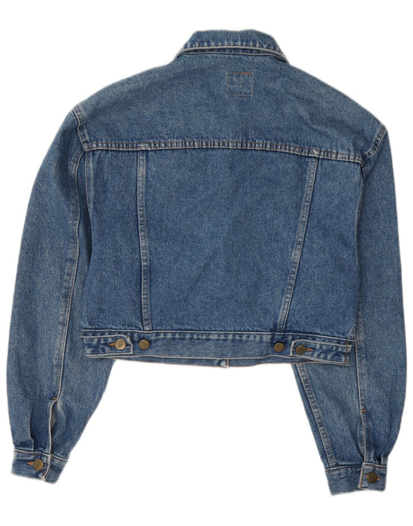 Stefanel Damen Crop Denim Jacke UK 12 Mittelblau