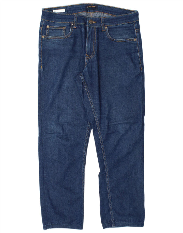 Jack & Jones Herren Clark Straight Jeans W30 L28 Blaue Baumwolle