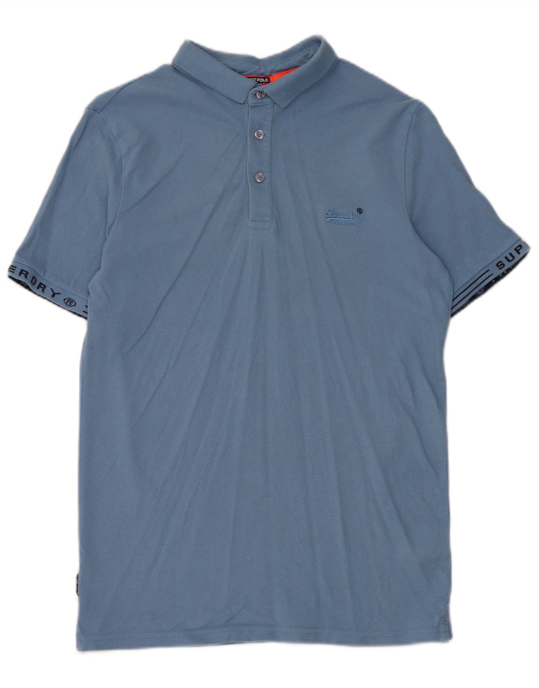 Superdry Herren-Poloshirt aus mittelblauer Baumwolle mit Grafik