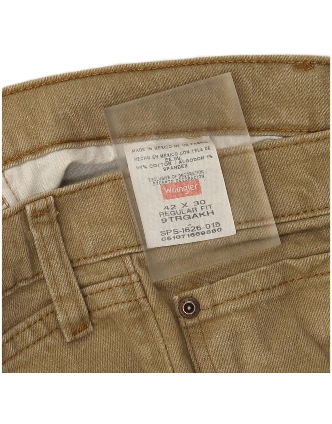 Wrangler Herren Regular Fit Straight Jeans W42 L30 Beige Baumwolle