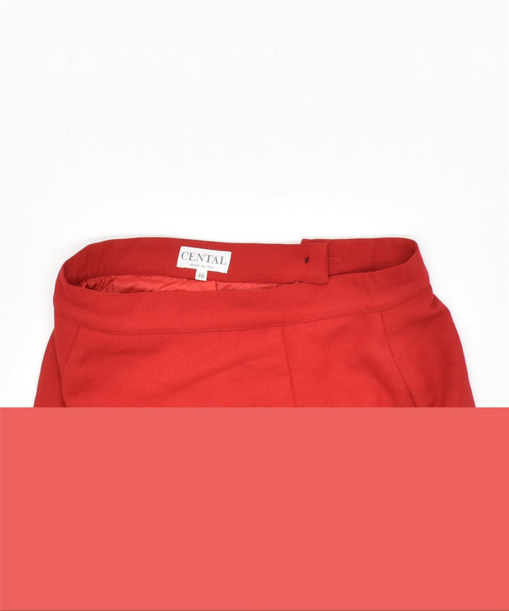CENTAL Damen Bleistiftrock IT 46 Groß W30 Rot Vintage