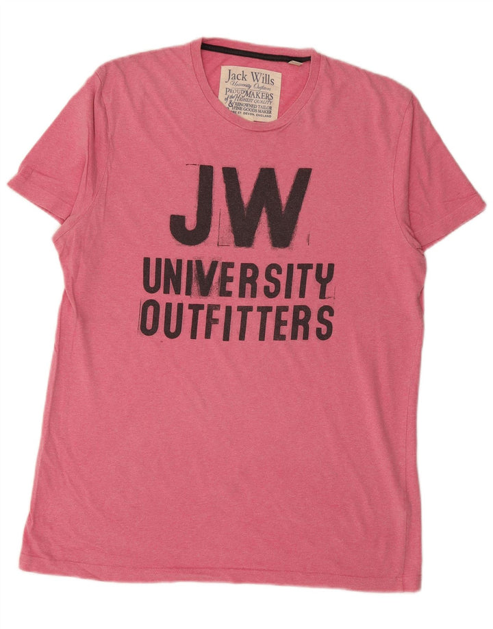 JACK WILLS Herren-T-Shirt mit Grafik, Größe S, rosa, Baumwolle