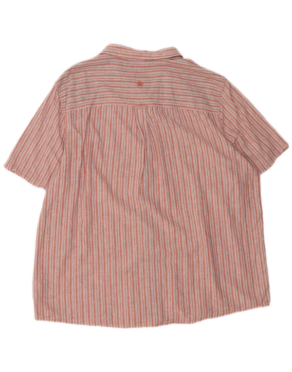 Fat Face Herren-Hemd, kurzärmelig, reguläre Passform, 3XL, rot gestreift, Leinen