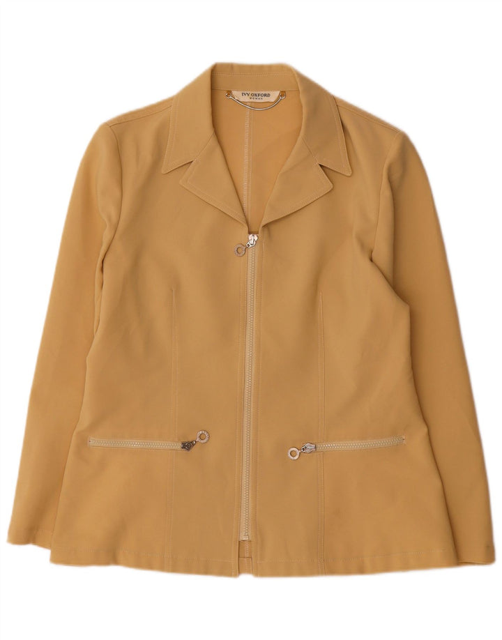 Ivy Oxford Damen-Blazerjacke mit durchgehendem Reißverschluss IT 44 Mittelbeigefarbenes Polyester