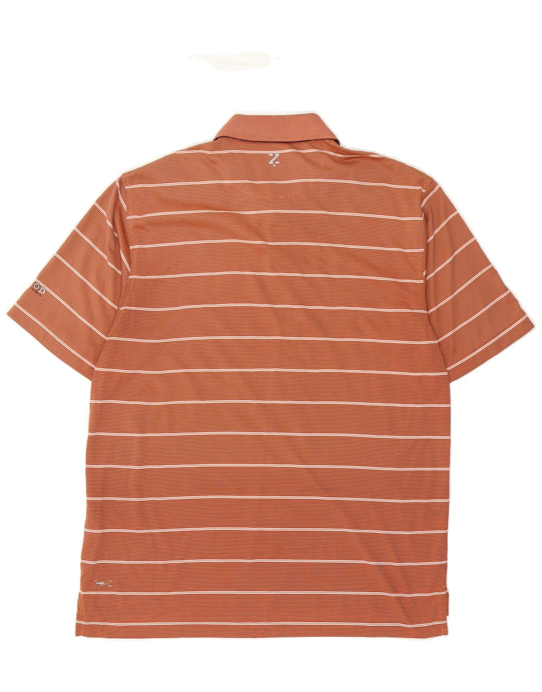 IZOD Mens Polo Shirt Medium Orange Striped Polyester Vintage Izod and Second-Hand Izod from Messina Hembry 