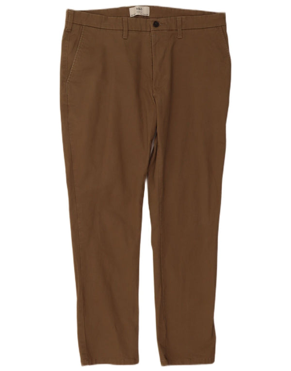 Marks & Spencer Herren Slim Fit Chinohose W36 L29 Beige Baumwolle