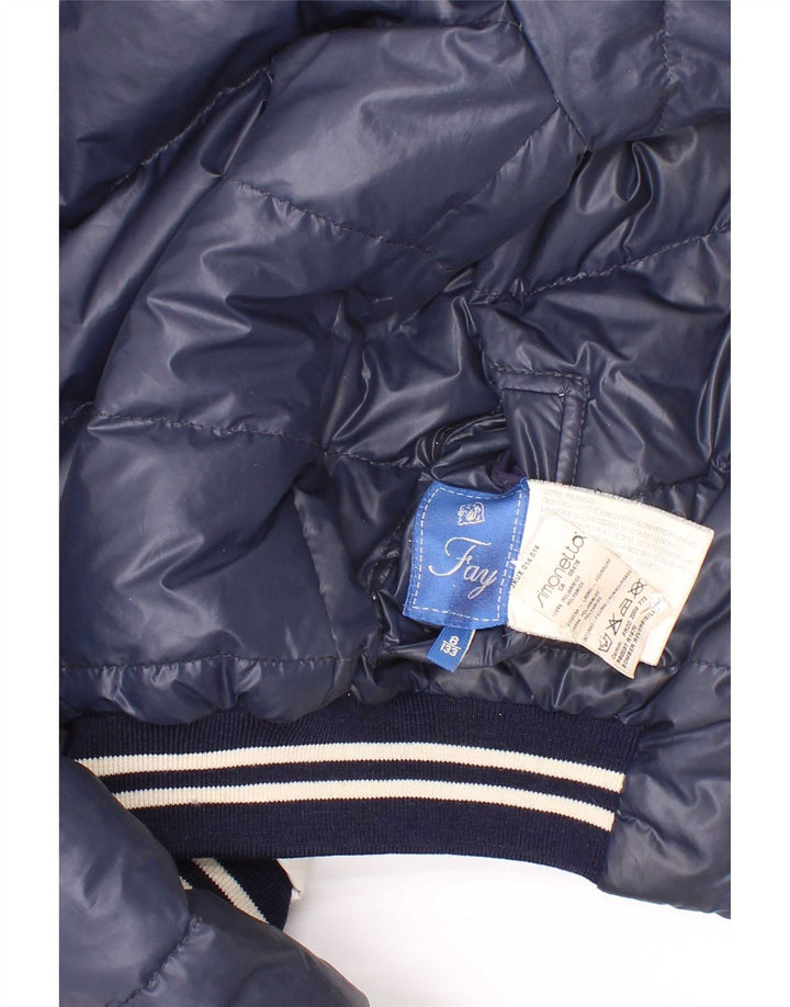 Fay Wendbare wattierte Jacke mit Kapuze für Jungen, 7–8 Jahre, Marineblau gestreift