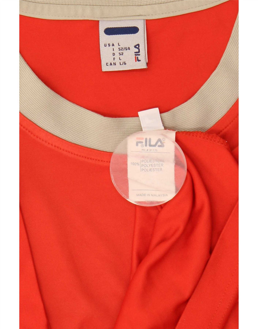Fila Herren T-Shirt Top IT 52/54 Großes rotes Colourblock-Polyester
