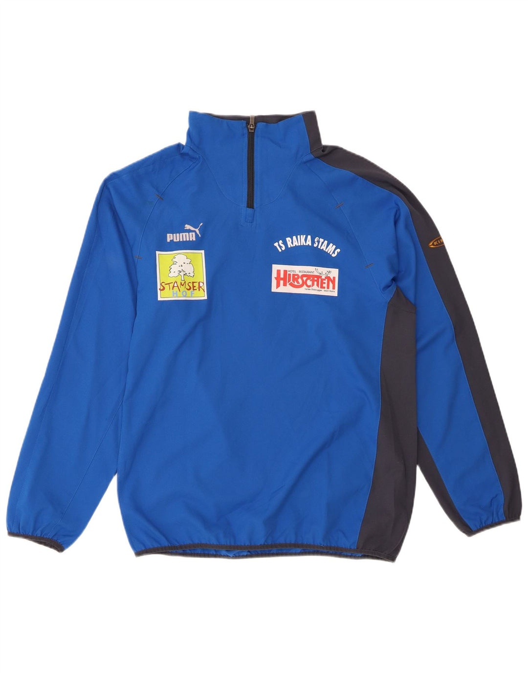 PUMA Herren-Trainingsanzug mit Grafik-Pullover und Reißverschluss am Hals, Größe S, Blau, Farbblock