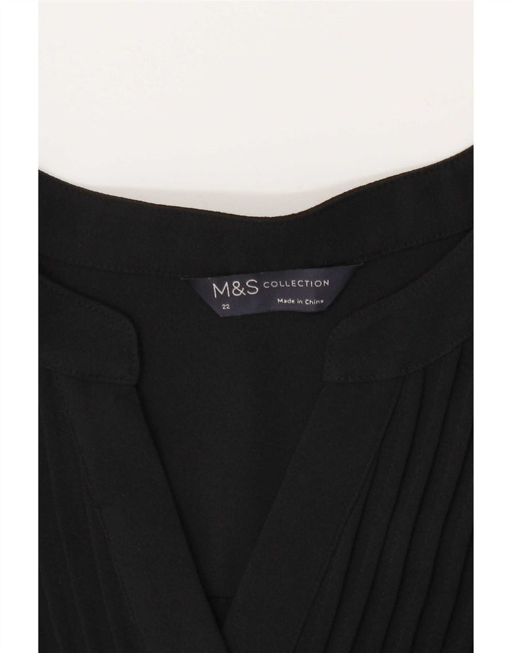 Marks & Spencer Damen Langarm-Tunika-Oberteil UK 22 3XL Schwarz Polyester