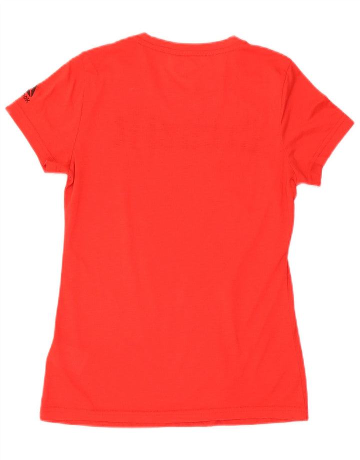 Reebok Damen Speed Wick Graphic T-Shirt Top UK 8/10 Small Rot Polyester