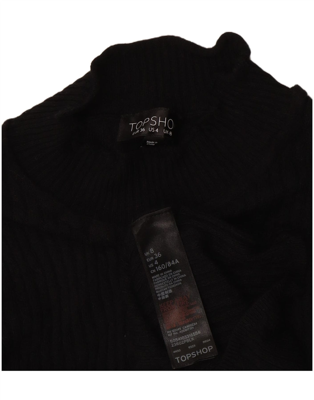 Topshop Damen-Pullover mit Rollkragen, Gr. 8, Schwarz, Viskose