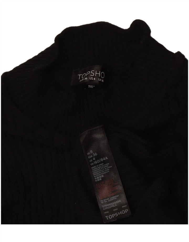 Topshop Damen-Pullover mit Rollkragen, Gr. 8, Schwarz, Viskose