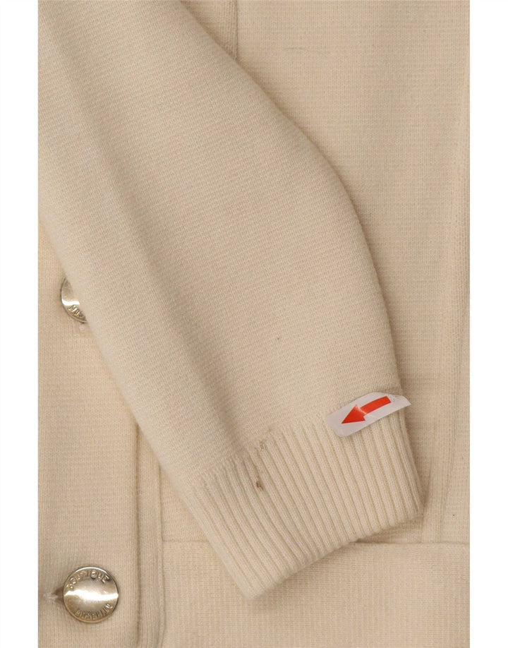 Moschino Damen-Cardigan-Pullover UK 8 Small Off White Wool