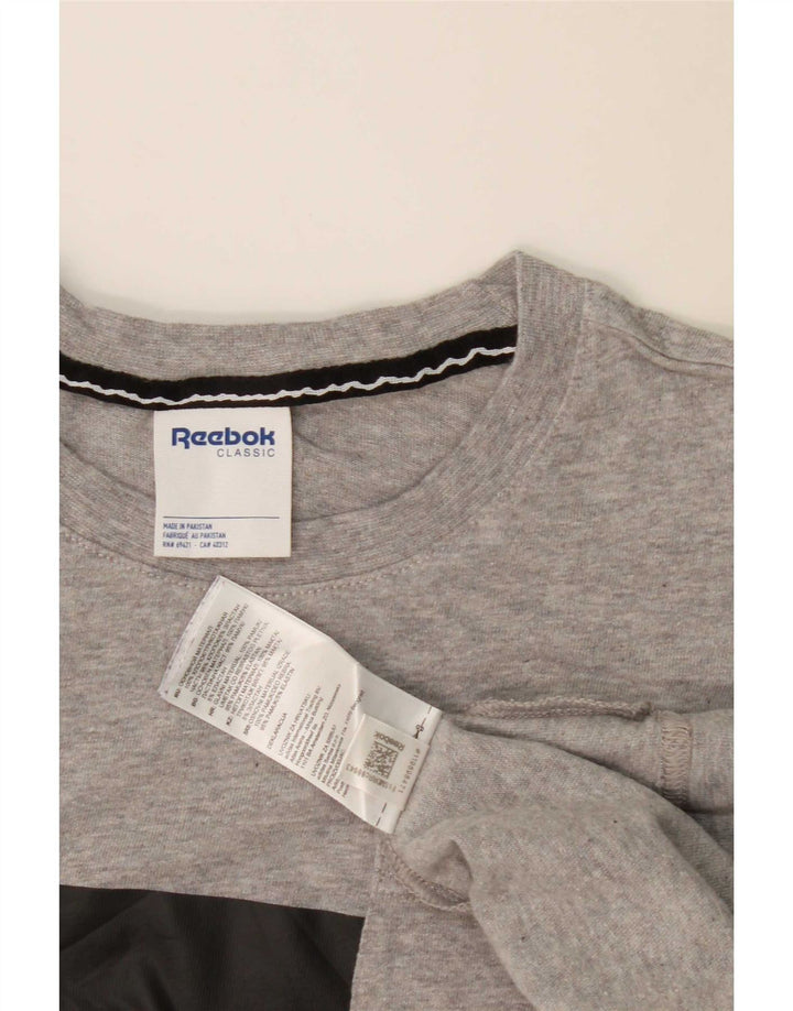 Reebok Herren T-Shirt Top Large Grau Colourblock Baumwolle