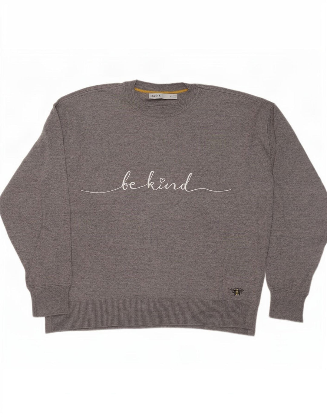 Oasis Damen-Pullover mit Grafik, übergroß, Rundhalsausschnitt, Gr. 10, Größe S, Grau