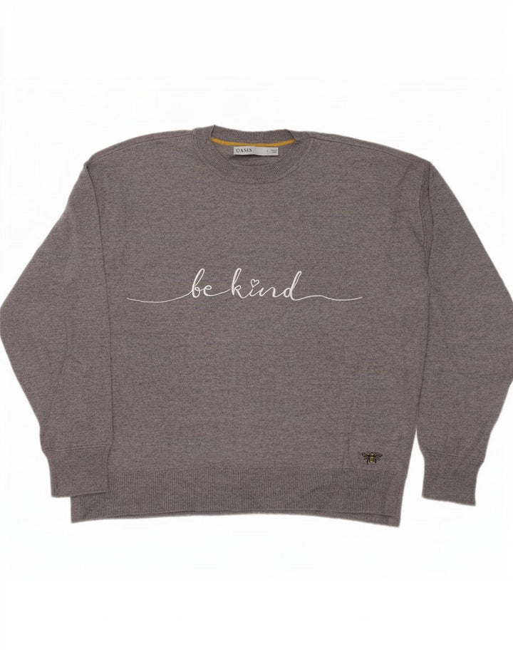 Oasis Damen-Pullover mit Grafik, übergroß, Rundhalsausschnitt, Gr. 10, Größe S, Grau