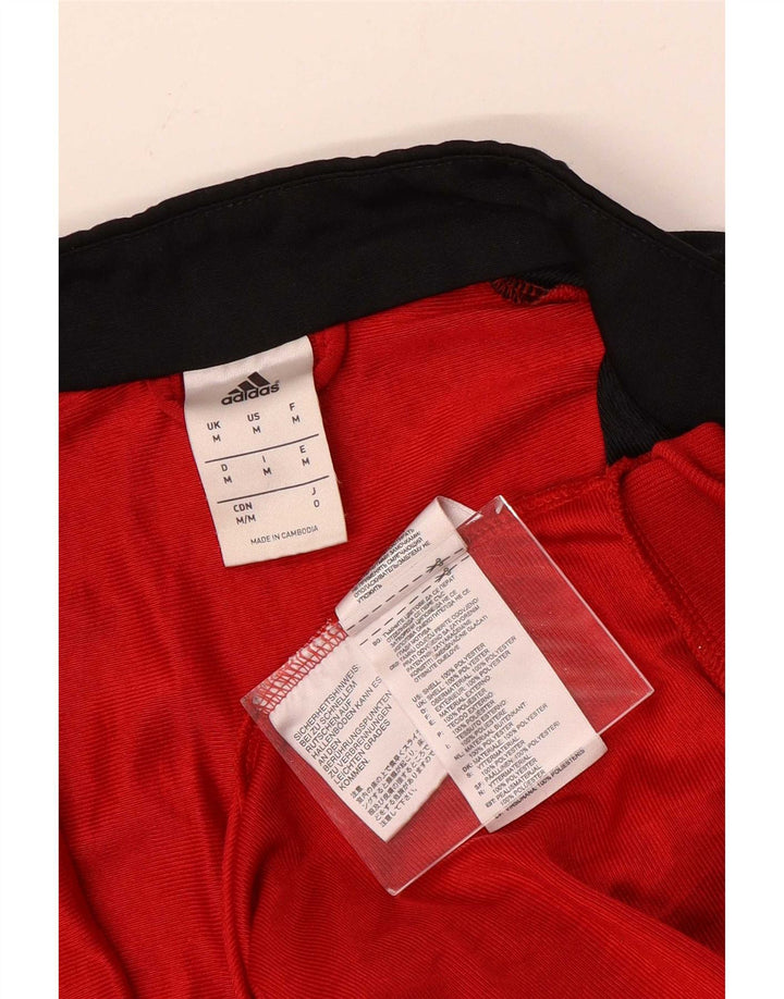 Adidas Herren-Trainingsanzug-Top-Jacke aus mittelrotem Colourblock-Polyester