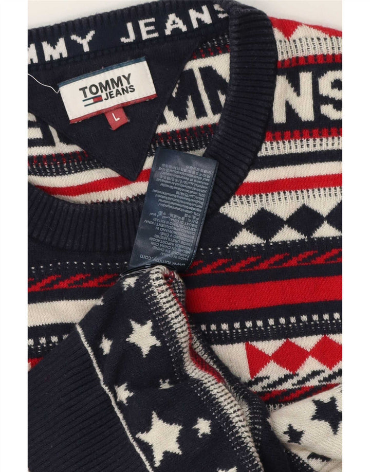 Tommy Hilfiger Herren-Pullover mit Rundhalsausschnitt, groß, mehrfarbig gestreift