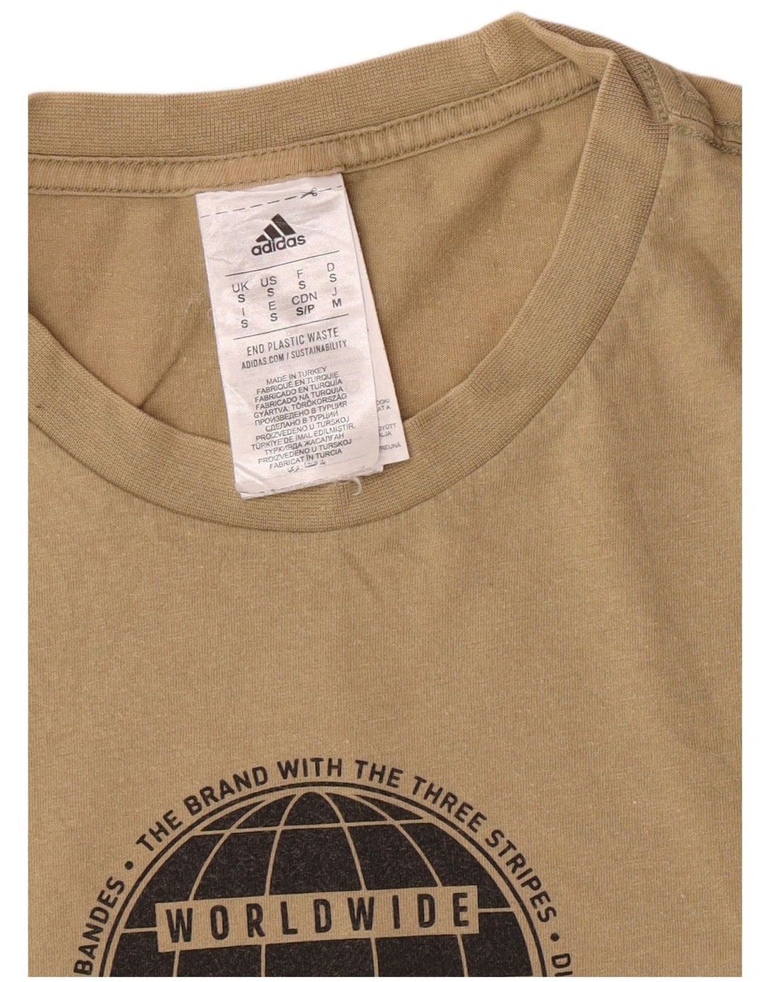 Adidas Herren Regular Graphic T-Shirt Top Small Khaki Baumwolle