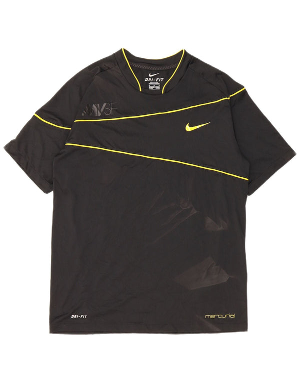 Nike Herren Dri Fit Graphic T-Shirt Top UK 38/40 Medium Schwarz gestreift