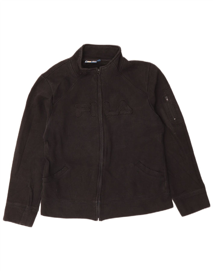 FILA Damen-Trainingsanzugoberteil mit Grafik, Größe UK 16, Größe L, Schwarz, Baumwolle