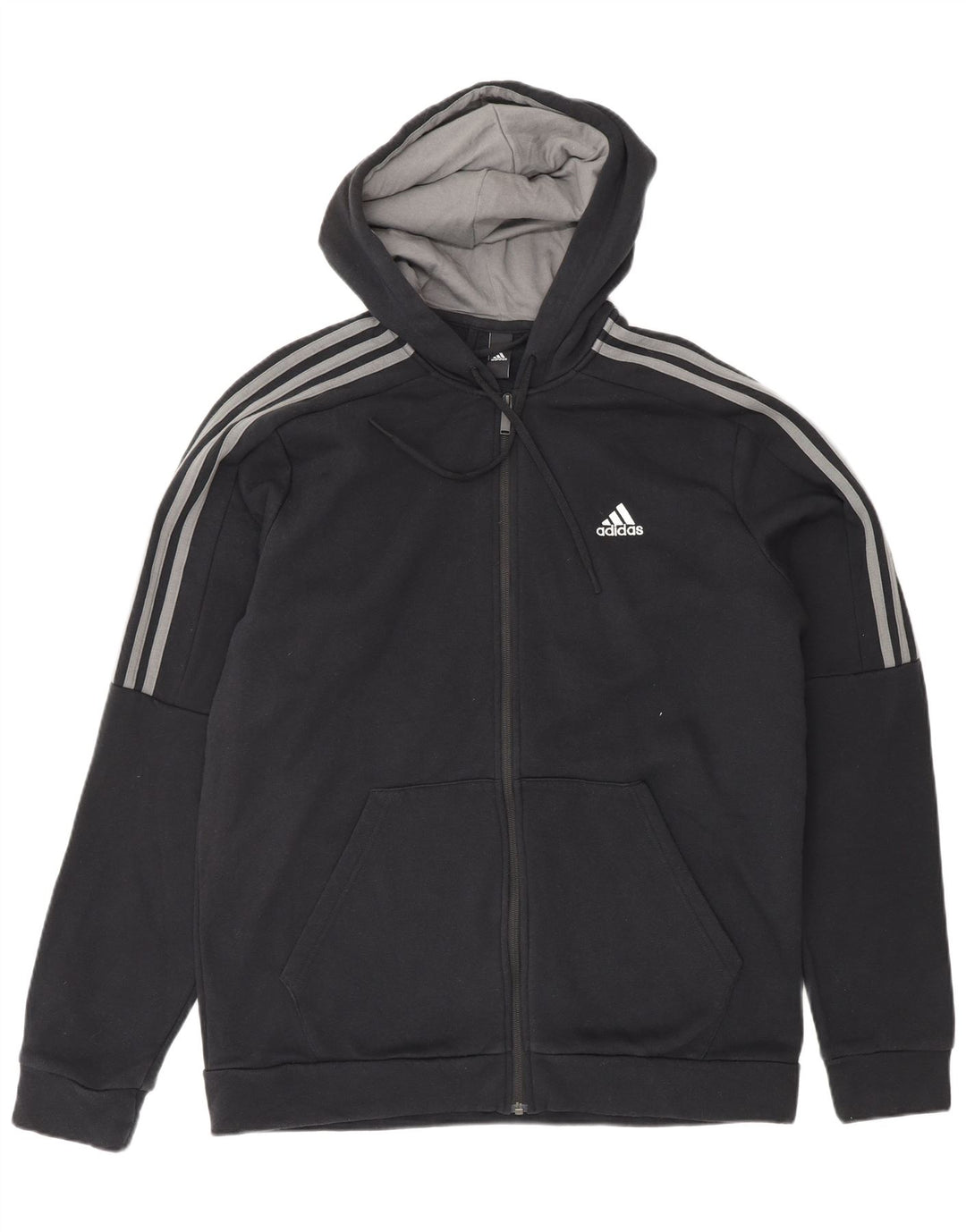 ADIDAS Herren-Kapuzenpullover mit Reißverschluss, groß, schwarze Baumwolle