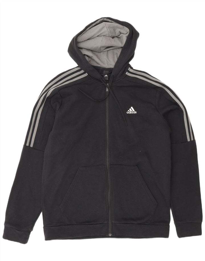 ADIDAS Herren-Kapuzenpullover mit Reißverschluss, groß, schwarze Baumwolle
