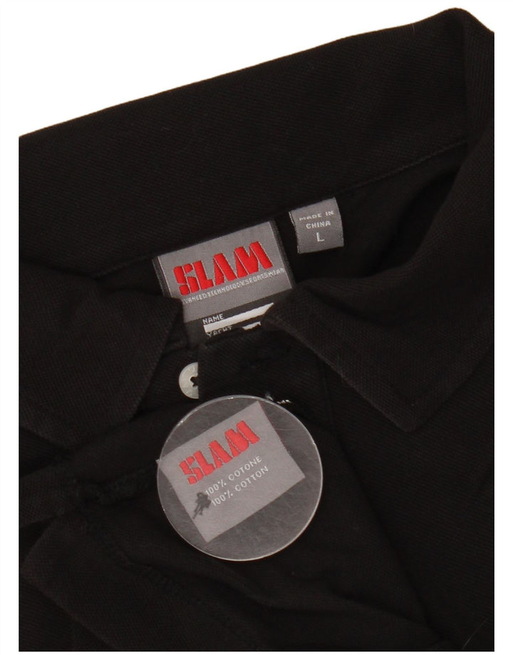 Slam Herren-Poloshirt, groß, aus schwarzer Baumwolle