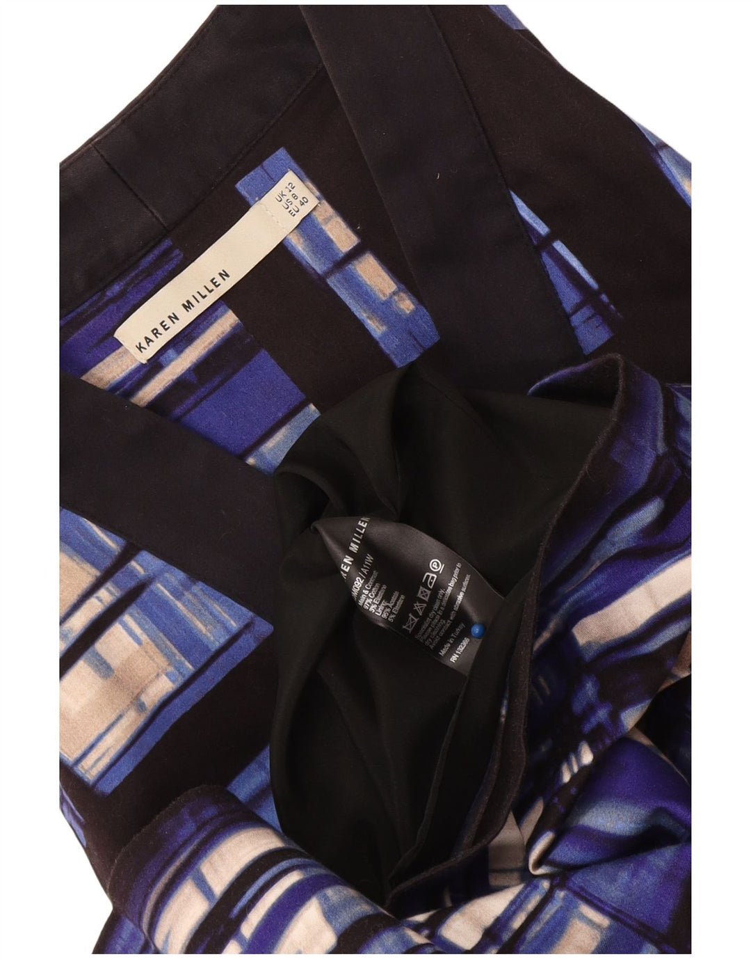Karen Millen Damen Ärmelloses Basic-Kleid UK 12 Mittelblau Geometrisch