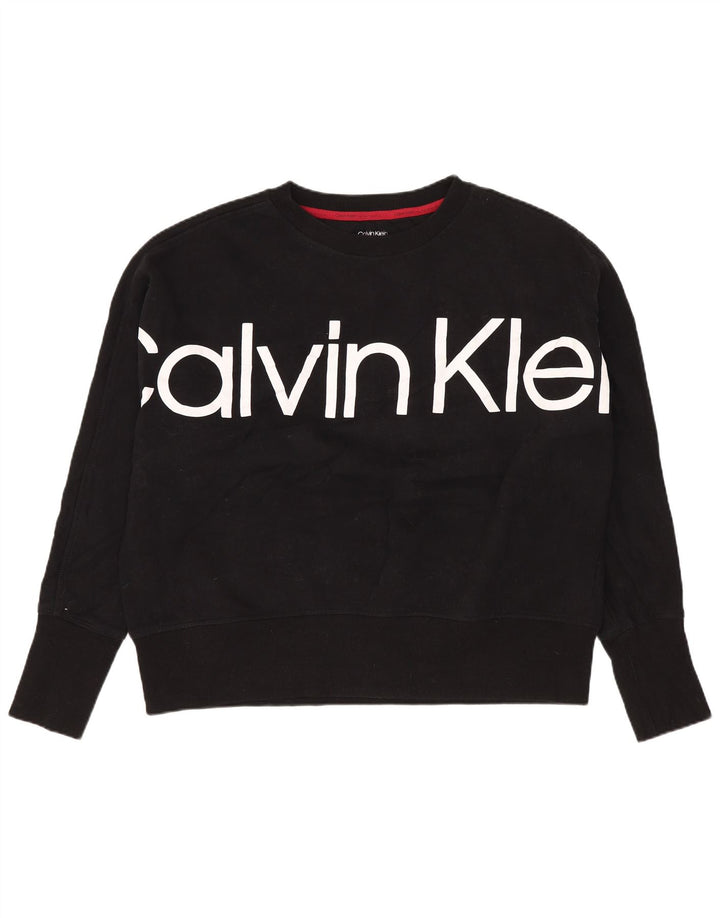 Calvin Klein Womens Graphic Oversized Sweatshirt Pullover UK 14 Medium Schwarz