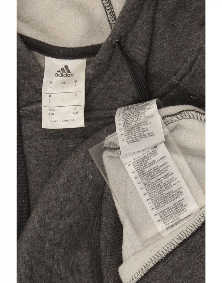 Adidas Herren Kapuzenpullover, groß, graue Baumwolle